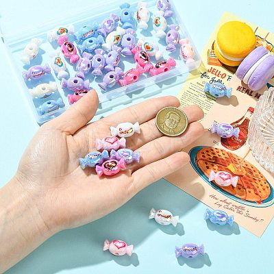 40Pcs UV Plating Opaque Acrylic Beads PACR-CJ0001-51-1