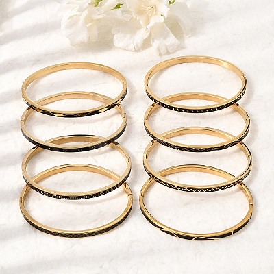 304 Stainless Steel Enamel Hinged Cuff Bangles for Women SA-CBAC920-15G-02-1