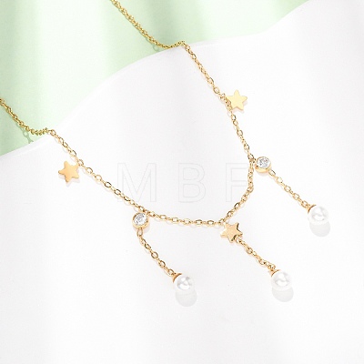 304 Stainless Steel Crystal Rhinestone Pendant Necklaces for Women NJEW-F378-01G-04-1