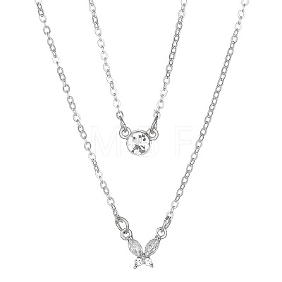 Alloy Crystal Rhinestone Double Layer Necklaces PW-WGE57FA-03-1