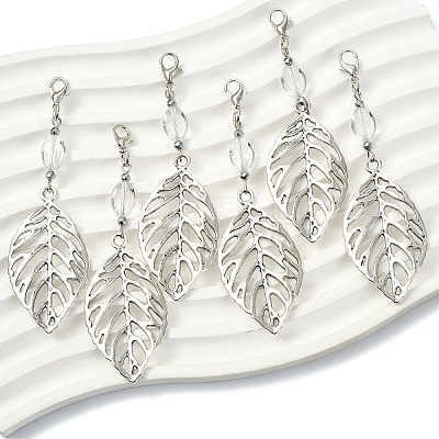 6Pcs Alloy & Glass Pendant Decorations HJEW-YW00328-03-1