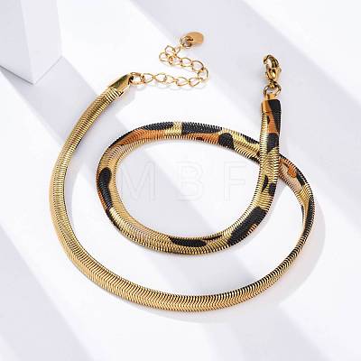 Brass Flat Snake Chain Necklaces NJEW-Z059-01G-02-1