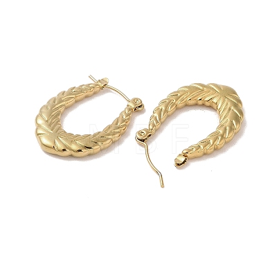 Leaf 201 Stainless Steel Half Hoop Earrings for Women EJEW-G385-20G-1