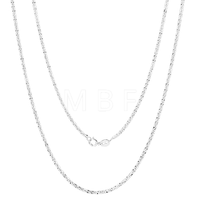 Rhodium Plated 925 Sterling Silver Thin Dainty Link Chain Necklace for Women Men JN1096B-04-1