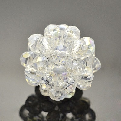 Transparent Glass Crystal Round Woven Beads GLAA-A034-8mm-A18-1