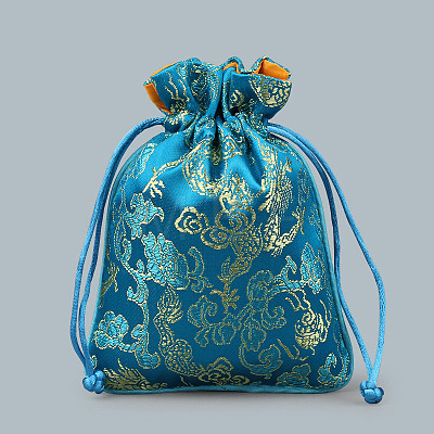 Chinese Style Silk Drawstring Jewelry Gift Bags PAAG-PW0005-05E-1