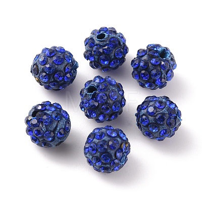 Polymer Clay Rhinestone Beads RB-WH0008-01C-1