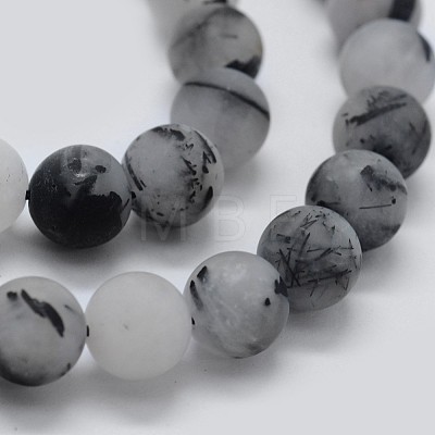 Natural Black Rutilated Quartz Beads Strands G-F570-02-8mm-1