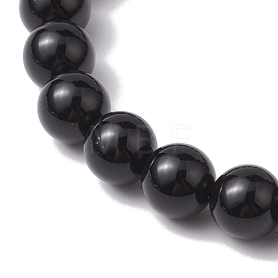 8mm Round Dyed Natural Tiger Eye & Black Onyx Beaded Stretch Bracelets BJEW-TA00516-01-1