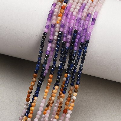 Gradient Color Natural Dyed Lapis Lazuli & Fossil Coral & Dyed White Jade Beads Strands GG-CBA1668-A08-2mm-1