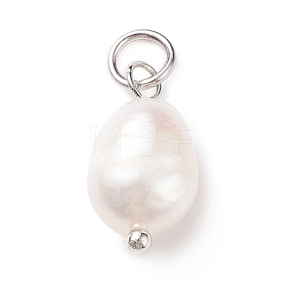 Grade B Natural Cultured Freshwater Pearl Charms X-PALLOY-JF01497-02-1