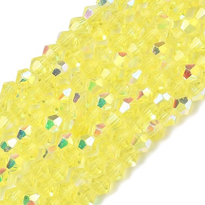 Electroplate Transparent Glass Beads Strands EGLA-K015-18F-1