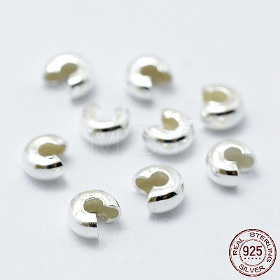 925 Sterling Silver Crimp Beads Cover STER-G027-27S-4mm-1