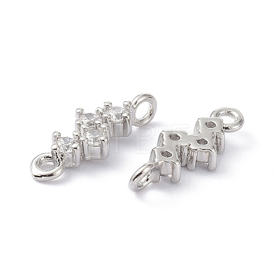 Eco-Friendly Brass Micro Pave Clear Cubic Zirconia Links Connectors ZIRC-C022-03P-1