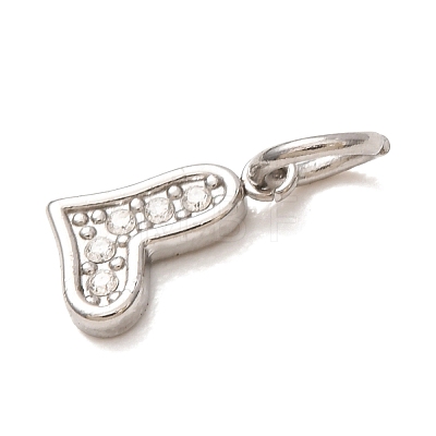 304 Stainless Steel Micro Pave Clear Cubic Zirconia Charms CU-CBAB6EC-22P-1