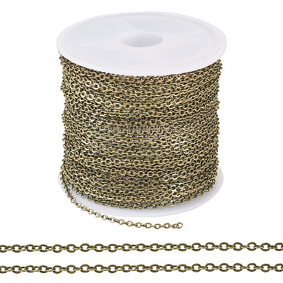 Brass Coated Iron Flat Cable Chains CH-TAC0007-01AB-1