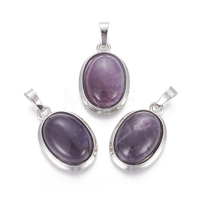 Natural Amethyst Pendants G-L512-D09-1