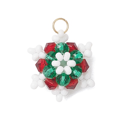 Glass Seed Beaded Snowflake Pendants PALLOY-MZ00815-05-1