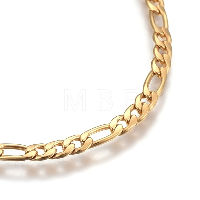 Ion Plating(IP) 304 Stainless Steel Figaro Chain Bracelets BJEW-L634-04A-G-1