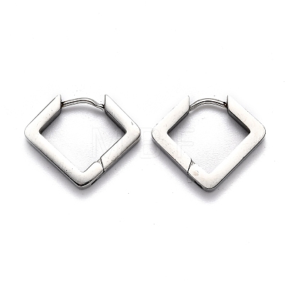 304 Stainless Steel Rhombus Huggie Hoop Earrings STAS-J033-08P-1