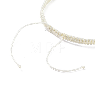 Flat Round with Evil Eye Glass & Resin Braided Bead Bracelet for Women BJEW-JB08077-1