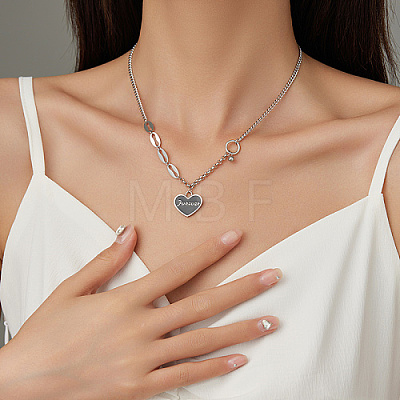 Stainless Steel Enamel Heart Pendant Necklaces for Women BR5096-1