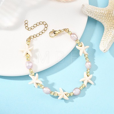Natural Cultured Freshwater Pearl & Synthetic Turquoise & Non-magnetic Synthetic Hematite Beaded Bracelets for Women BJEW-JB14092-1