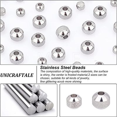 Unicraftale 40Pcs 2 Style Textured 304 Stainless Steel Beads STAS-UN0037-81B-1