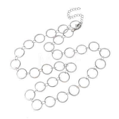 304 Stainless Steel 12MM Ring Link Chain Necklaces NJEW-P343-01C-P-1