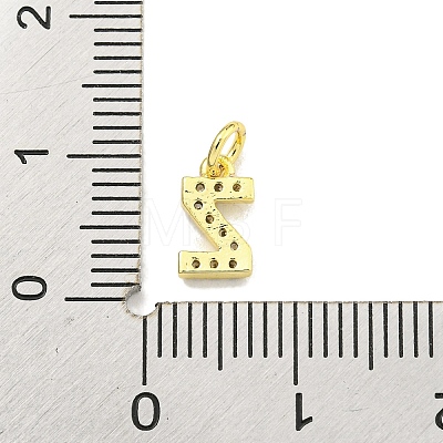 Letter Brass Micro Pave Clear Cubic Zirconia Pendants KK-K354-06G-Z-1