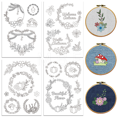 4 Sheets 11.6x8.2 Inch Stick and Stitch Embroidery Patterns DIY-WH0455-177-1