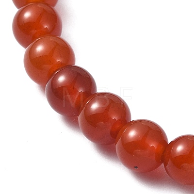 Natural Carnelian Round Beaded Stretch Bracelets BJEW-JB09881-05-1