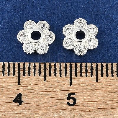 Brass Micro Pave Clear Cubic Zirconia Bead Caps KK-I719-07S-1