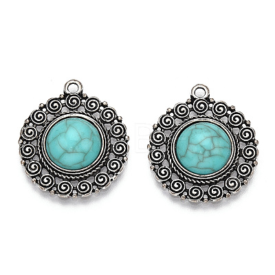 Synthetic Turquoise Pendants PALLOY-TAC0044-58AS-1