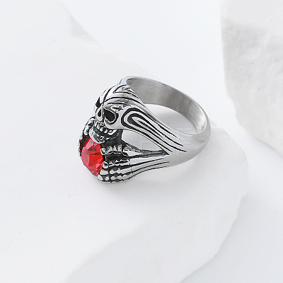 Halloween 304 Stainless Steel Rhinestone Finger Rings GJ8747-1-1