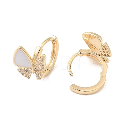 Butterfly Brass Micro Pave Cubic Zirconia Hoop Earrings EJEW-P292-06G-1