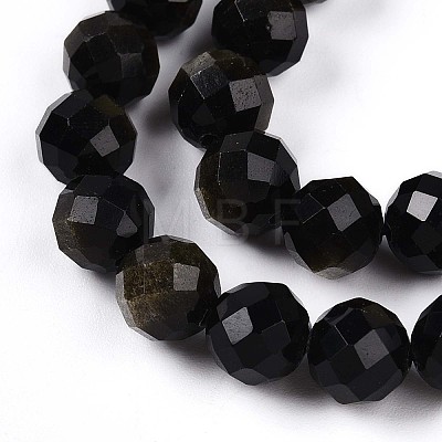 Natural Golden Sheen Obsidian Beads Strands G-S345-8mm-20-1