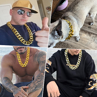 1Pc Acrylic Cuban Link Chain Necklaces for Men NJEW-SP0001-09A-G-1
