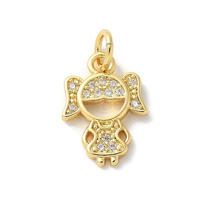 Brass Micro Pave Cubic Zirconia Pendants KK-P292-21C-G-1