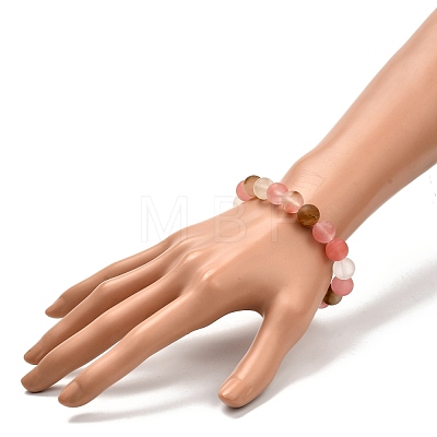 Colorful Tigerskin Glass Round Beads Stretch Bracelet for Teen Girl Women BJEW-JB06939-03-1