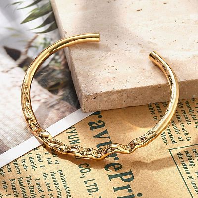 Brass Cuff Bangles for Women BJEW-F482-11G-1