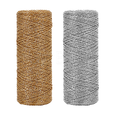 2 Rolls 2 Colors Polyester Braided Metallic Cord OCOR-PH0002-82-1