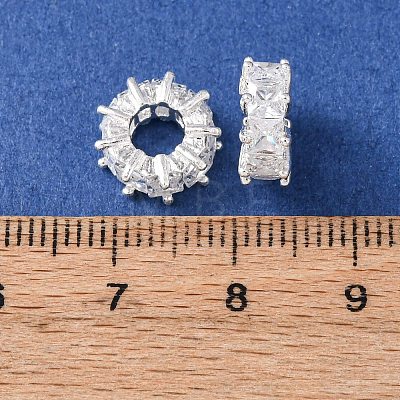 Brass Micro Pave Cubic Zirconia European Beads KK-C157-09C-S-1
