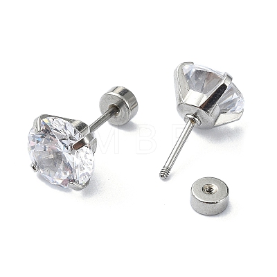 304 Stainless Steel Crystal Rhinestone Ear False Plugs STAS-C089-04E-P-1
