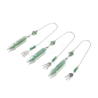 Natural Green Aventurine Pointed Dowsing Pendulums G-I322-01P-02-1