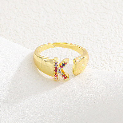 Brass Micro Pave Colorful Cubic Zirconia Cuff Open Rings FS-WG163C1-11-1
