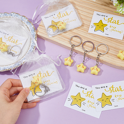 35Pcs Resin Star Keychains KEYC-DC00067-1