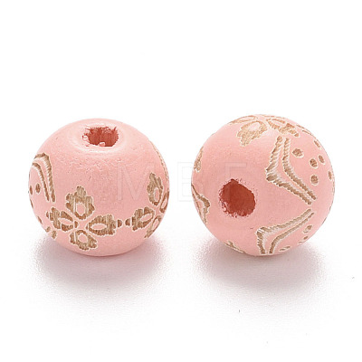 Painted Natural Wood Beads WOOD-N006-03A-08-1