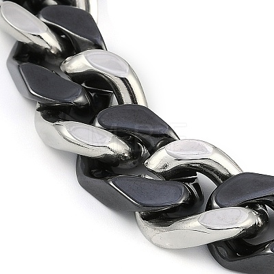 304 Stainless Steel Ceramics Cuban Link Chain Bracelets for Men BJEW-B102-02P-02-1