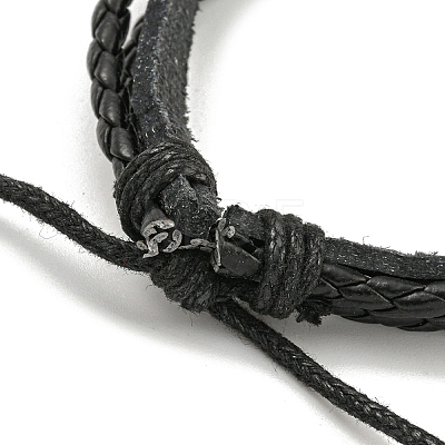 PU Imitation Leather Cord Triple Layer Multi-strand Bracelets BJEW-P329-04B-AS-1